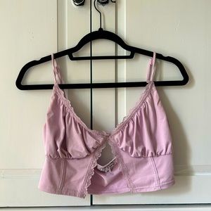 TIC TOC Lavender Lace Open Front Crop Top